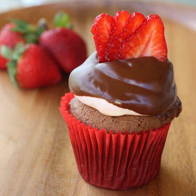 Tasty strawberry cupcake