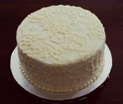 Vintage lace bridal shower cake