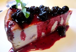 Blueberries cheese cakes slice