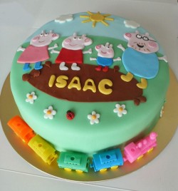 Peppa pig and train cake