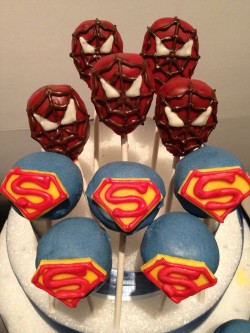 Spider man and Superman cake pops