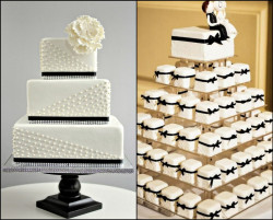 Black and white mini cakes