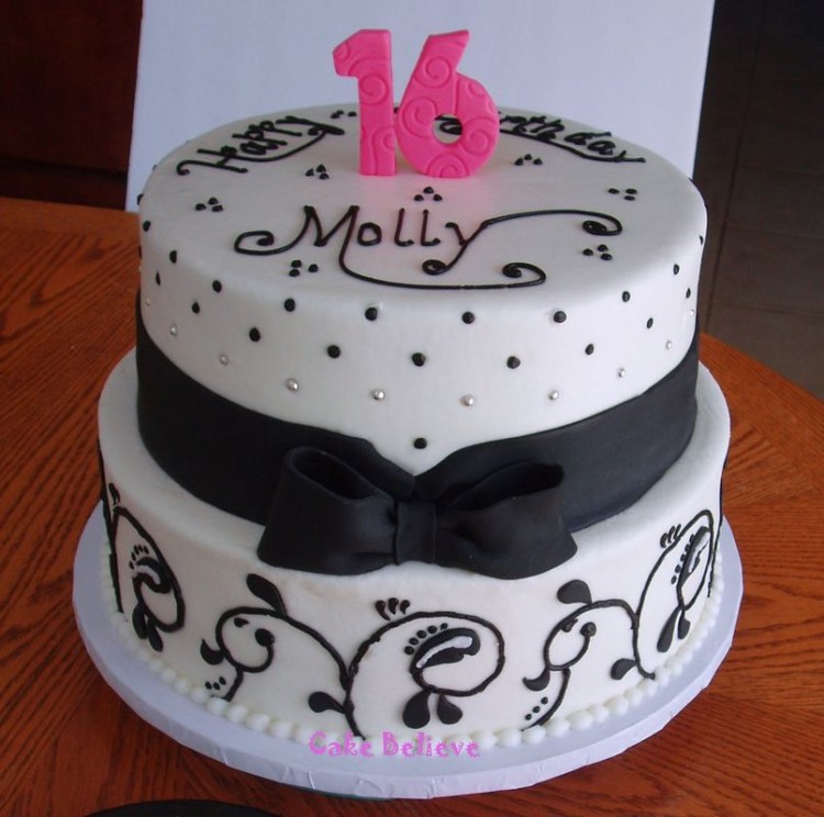 Black and White Birthday Cake