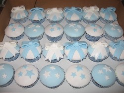 Blue and White Christening Cupcakes