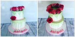 Drip Cake with Fresh Roses