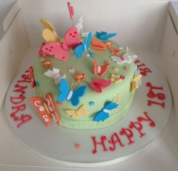 Happy Birthday Cake with Butterflies