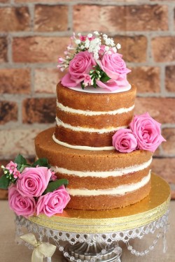 Naked Cake with Pink Roses
