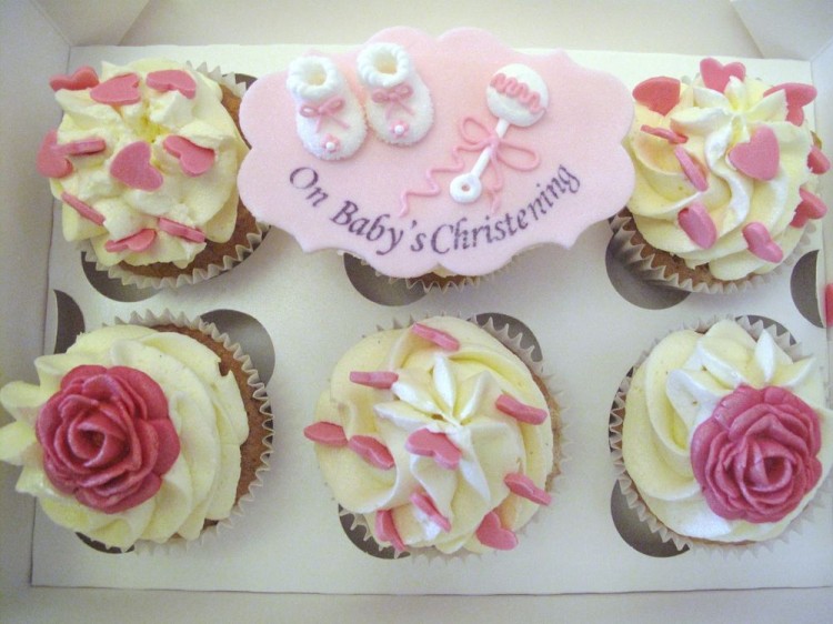 Pink Christening Cupcakes