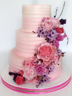 Pink Floral Wedding Cake