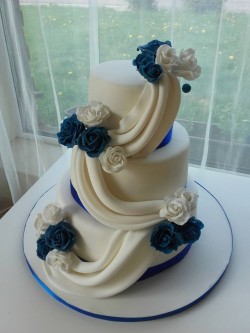 Wedding Cake with Blue Roses