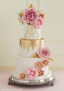 Wedding Cake with Golden Decor
