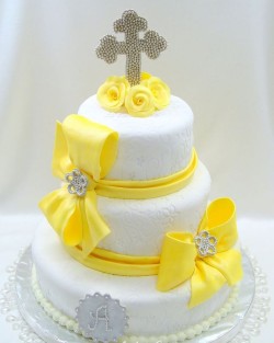 Yellow Christening Cake