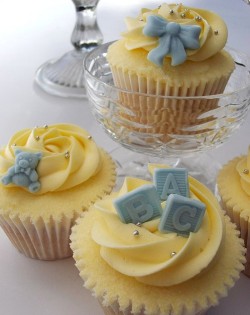 Yellow Christening Cupcakes