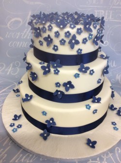 Wedding Cake with Blue FLowers