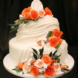 Wedding Cake with Orange Roses