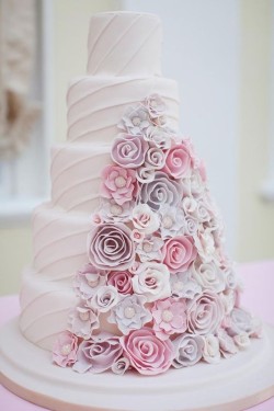 Wedding Cake with Ruflle Flowers