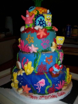 Amazing 4 tiers Spongebob cake