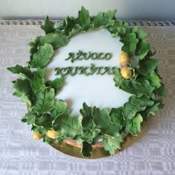 Christening Cake with Oak Leaves