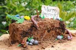 Dirt cake with earthworms