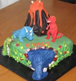 Lava and Dinosaur Cake