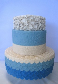 Blue and White Fondant Cake