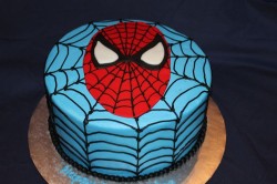 Blue Round Cake with Spider Man Face