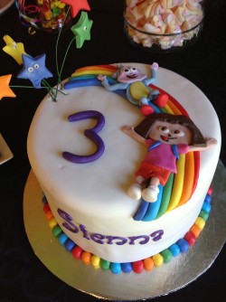 Cake Dora on the Rainbow