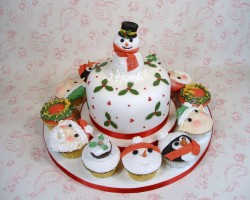 Cake with Cute Snowman