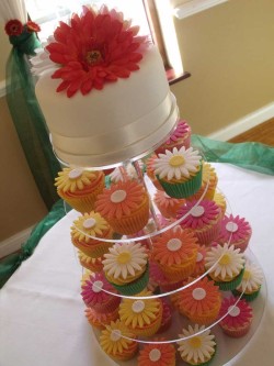 Gerbera Wedding Cupcake Tower