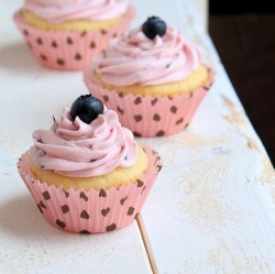 Lemon Cupcakes with Blueberry Frosting