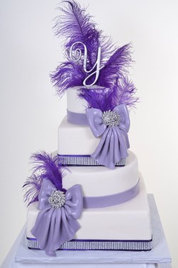 Quinceanera Cake with Feathers