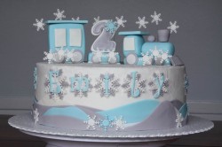 Snowy Hills Train Cake