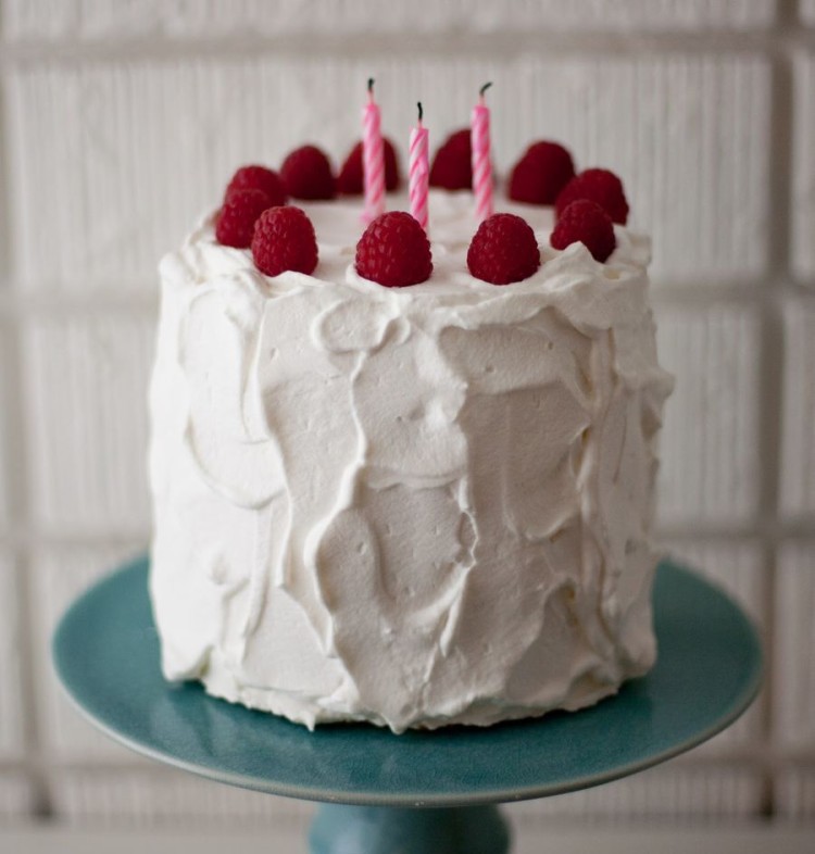White Cake with Raspberries