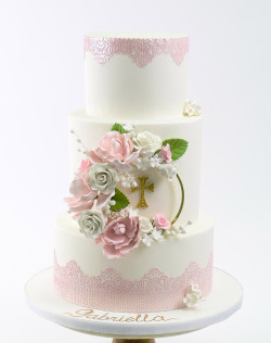 Communion Cake with Flowers